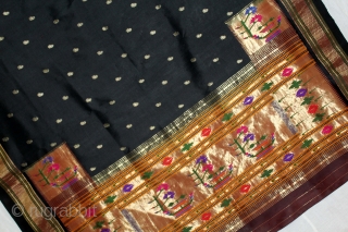 Rare Paithani sari, named after the Paithan region in Maharashtra India.It’s an real silver treads zari weave .where they are woven by hand. Made from very fine silk, it is considered as  ...