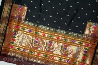 Rare Paithani sari, named after the Paithan region in Maharashtra India.It’s an real silver treads zari weave .where they are woven by hand. Made from very fine silk, it is considered as  ...