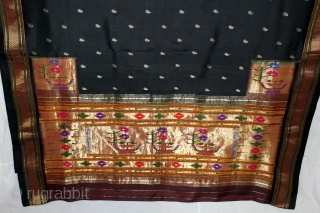 Rare Paithani sari, named after the Paithan region in Maharashtra India.It’s an real silver treads zari weave .where they are woven by hand. Made from very fine silk, it is considered as  ...