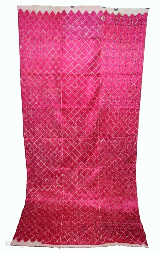 Thirma Phulkari From West(Pakistan)Punjab India Called As Burfi Thirma Bagh.C.1900.Floss Silk on Hand Spun Cotton khaddar Cloth.(DSL05430).                