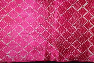 Thirma Phulkari From West(Pakistan)Punjab India Called As Burfi Thirma Bagh.C.1900.Floss Silk on Hand Spun Cotton khaddar Cloth.(DSL05430).                