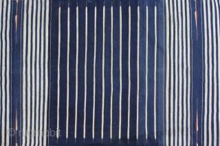 Jail Dhurrie(cotton)Natural Indigo and tightly woven From Bikaner Rajsthan India.C.1900.Its size is 110cm x 185cm.(DSL02890).                  