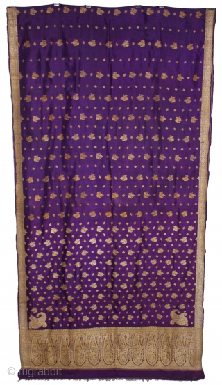 Vintage Pitambari Saree hand woven zari (silver treads) saree from Varanasi called As Pitambari Saree of late 19th century.Made to order for some Royal Rajput Family.Extremely Fine Saree.(DSL02910).     