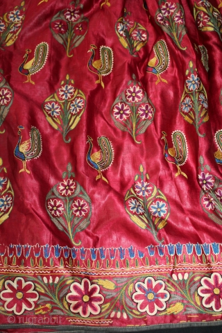 Mochi Embroidered Skirt From Kutch Gujarat India.Circa.1900.Extremely rare and fine quality chain stitched skirt.Made for the royal family.Its size is 87cm X 195cm.(DSL03660).          