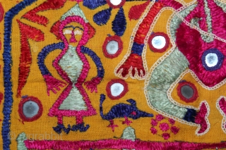 Ganesh Sthapana Wall Hanging From Saurashtra Gujarat India.The Folk Art of Gujarat.
Used by the Kathi Darbar Family.Its size is 56cm x 52cm.(DSL04330).           