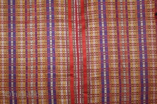 Silk Brocade Shawl woven at Thatta from Sind,kutch and Western Rajasthan India.C.1920. Worn by the Maldhari Cattle.Its size is 85cm X 226cm.(DSL02310).           