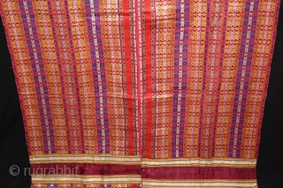 Silk Brocade Shawl woven at Thatta from Sind,kutch and Western Rajasthan India.C.1920. Worn by the Maldhari Cattle.Its size is 85cm X 226cm.(DSL02310).           