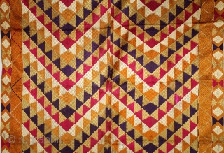 Phulkari From West(Pakistan)Punjab India Called As Panchrangi Lahariya Design. Beautiful colour Combination of Panchrangi (Five Coloured One) Bagh. Floss Silk on Hand Spun Cotton khaddar Cloth.(DSE02950).       