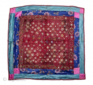 Mochi Embroidered Chakla, Embroidered by the kathi Durbar community of Saurashtra region of Gujarat India.C.1900. Its size is 65cm x 67cm.(DSL04340).            