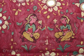 Mochi Embroidered Chakla, Embroidered by the kathi Durbar community of Saurashtra region of Gujarat India.C.1900. Its size is 65cm x 67cm.(DSL04340).            