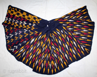 Ghaghra (Skirt) Fabric Indigo-Dyed Cotton Embroidered in floss silk From Hissar Haryana India.C.1880. It size is W-58cm X 3 Meters.(DSC05900).             