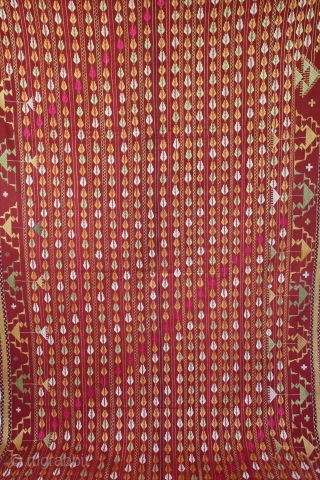 Vintage Phulkari from East(Punjab)India called As Beechu Design With Darshan Darwaja Design.One of the rare design in Indian Phulkari.(DSC01140New).              