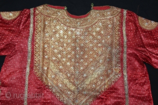 Abha Dress (Women’s) From Kutch Gujarat India.C.1900.Real Zari Embroidery on the Gajji-Silk with Bandhani work Tie and Dye.(DSL03690).               