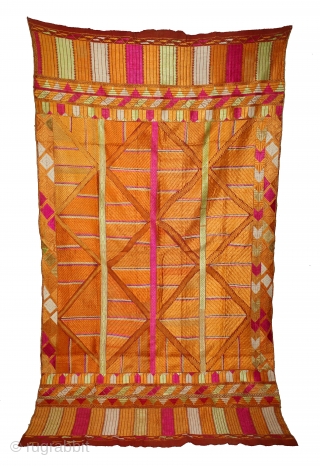 Sarpallu Phulkari From East(Punjab)India Called As Sarpallu.C.1900. Floss Silk on Hand Spun Cotton khaddar Cloth.(DSC05470).                  