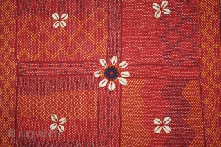 Banjara Asana (Mat) Banjara community,Center India,early 20th century. Cotton,embroidered with cotton thread.Its size is 65cm x 68cm.(DSE01165).                