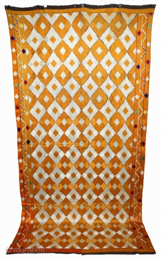 Phulkari From West(Pakistan)Punjab India. Rare Design Of Bagh. Floss Silk on Hand Spun Cotton khaddar Cloth. Mint condition.(DSL02990).               