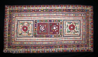 Baby Quilt Embroidered and Appliqued work Made by Gadhvi (Chaaran) Community of Dwarka region of Saurashtra Gujrat India.Very Fine Mirror and Patch work on edges and Running stitches all over.Very unusual and  ...