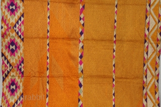 Phulkari From West (Pakistan)Punjab India Called As Vari-Da-Bagh.Rare Panch Rangi Borders Both Side Design.Floss Silk on Hand Spun Cotton khaddar.This bagh was gifted to the bride by her in-laws when she was  ...