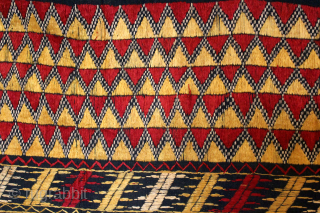 Indigo Phulkari From East(Punjab)India.C.1900. Rare Indigo Phulkari. Floss Silk on Hand Spun Cotton khaddar Cloth. Its size is 124cm X 208cm.(DSC05940).            