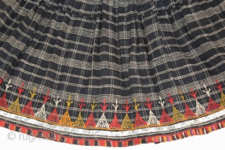 Vintage Woolen Ghaghra (Skirt) From Shekhawati District Of Rajasthan India.Worn by Vishnoi Family Women in India.The bottom hem which has been embroidered all around.Heavy Wool With Many Pleats.Its size is 8 Miters,29  ...