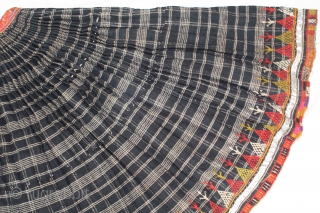 Vintage Woolen Ghaghra (Skirt) From Shekhawati District Of Rajasthan India.Worn by Vishnoi Family Women in India.The bottom hem which has been embroidered all around.Heavy Wool With Many Pleats.Its size is 8 Miters,29  ...