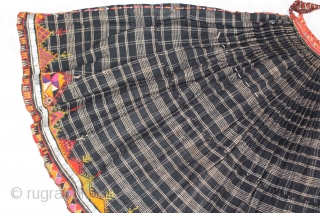 Vintage Woolen Ghaghra (Skirt) From Shekhawati District Of Rajasthan India.Worn by Vishnoi Family Women in India.The bottom hem which has been embroidered all around.Heavy Wool With Many Pleats.Its size is 8 Miters,29  ...