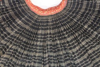 Vintage Woolen Ghaghra (Skirt) From Shekhawati District Of Rajasthan India.Worn by Vishnoi Family Women in India.The bottom hem which has been embroidered all around.Heavy Wool With Many Pleats.Its size is 8 Miters,29  ...