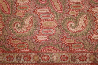 French Paisley Shwal Rumal Square Victorian Shawl with Paisley Design.Made for Indian Market.C.1900.Its size is 165cm x 171cm.(DSL03720).               
