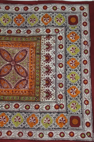 Masnad Wood Block, Mordant- and Resist-Dyed Khadi Cotton, From Gujarat India.C.1900. Its size is W-115cm x L-188cm (DSL04380).               