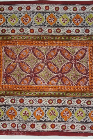 Masnad Wood Block, Mordant- and Resist-Dyed Khadi Cotton, From Gujarat India.C.1900. Its size is W-115cm x L-188cm (DSL04380).               