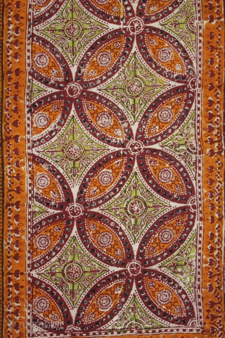 Masnad Wood Block, Mordant- and Resist-Dyed Khadi Cotton, From Gujarat India.C.1900. Its size is W-115cm x L-188cm (DSL04380).               