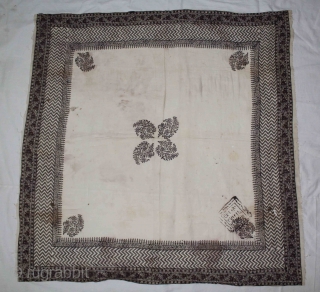 Rumal(Scarf) Hand Block printed Sanganer from Rajasthan India.Its size is 95cm X 94cm.(DSC01210).                    