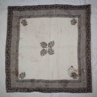 Rumal(Scarf) Hand Block printed Sanganer from Rajasthan India.Its size is 95cm X 94cm.(DSC01210).                    