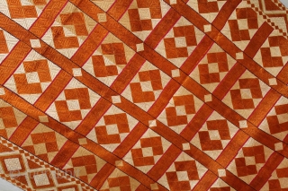 Phulkari from West(Pakistan)Punjab India.Very Rare Design.Extremely Fine Phulkari.(DSE01890).                         