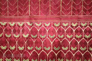 Thirma Phulkari From West(Pakistan)Punjab India Called As Thirma Bagh Rare Design.C.1900.Floss Silk on Hand Spun Cotton khaddar Cloth.Its size is W-135cm x L-240cm.(DSLR04400).          