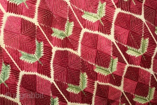 Thirma Phulkari From West(Pakistan)Punjab India Called As Thirma Bagh Rare Design.C.1900.Floss Silk on Hand Spun Cotton khaddar Cloth.Its size is W-135cm x L-240cm.(DSLR04400).          