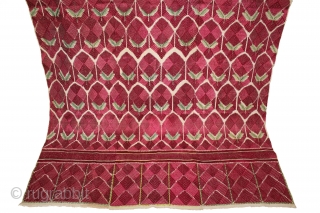 Thirma Phulkari From West(Pakistan)Punjab India Called As Thirma Bagh Rare Design.C.1900.Floss Silk on Hand Spun Cotton khaddar Cloth.Its size is W-135cm x L-240cm.(DSLR04400).          