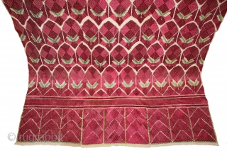 Thirma Phulkari From West(Pakistan)Punjab India Called As Thirma Bagh Rare Design.C.1900.Floss Silk on Hand Spun Cotton khaddar Cloth.Its size is W-135cm x L-240cm.(DSLR04400).          