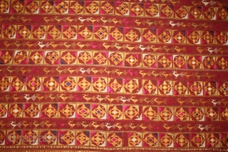 Phulkari From East(Punjab) India Called As Mor Phulkari.Beautiful colour Combination of rare Design.Walking of the Garden.Floss Silk on Hand Spun Cotton khaddar Cloth.(DSL03050).          