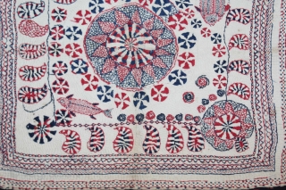 Kantha Quilted Embroidery with cotton thread Kantha Probably From East Bengal(Bangladesh)Region India.C.1900.Its size is 37cm x 40cm.(DSL03060).                