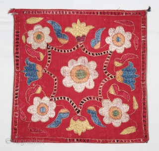 Chamba Rumal from Himachal Pradesh India.C.1900.Cotton Silk Embroidered.Its size is 24cm x 24cm.(DSL03760).                    