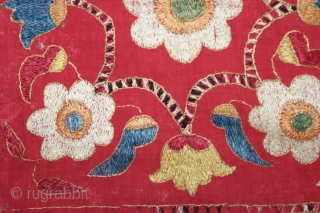 Chamba Rumal from Himachal Pradesh India.C.1900.Cotton Silk Embroidered.Its size is 24cm x 24cm.(DSL03760).                    