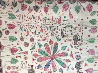 Kantha Quilted Embroidery with cotton thread Kantha Probably From East Bengal(Bangladesh) region, India. C.1900.Its Full size.(DSC05530).                 