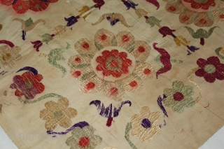 Chamba Rumal from Kangra Himachal Pradesh India.Cotton Silk Embroidered.Its size is 64cm x 64cm.(DSL01930).                   