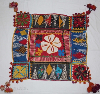 Banjara Embroidery,Ceremonial Square Applique work From Madhya Pradesh,
India.C.1940.Cotton,embroidered.Its size is 77cm x 85cm.(DSL02400).                    