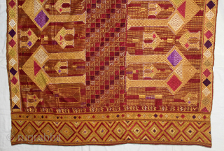 Phulkari From East (Punjab) India Called As Darshan Darwaja Phulkari.C.1900.Floss Silk on Hand Spun Cotton khaddar Cloth. Its size is 148cm x 248cm.(DSC06010).Please email me at indianarts1369@gmail.com      