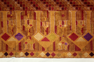 Phulkari From East (Punjab) India Called As Darshan Darwaja Phulkari.C.1900.Floss Silk on Hand Spun Cotton khaddar Cloth. Its size is 148cm x 248cm.(DSC06010).Please email me at indianarts1369@gmail.com      