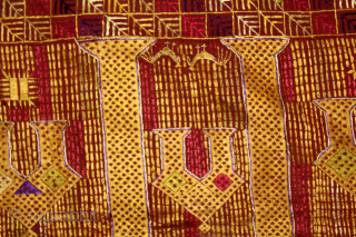 Phulkari From East (Punjab) India Called As Darshan Darwaja Phulkari.C.1900.Floss Silk on Hand Spun Cotton khaddar Cloth. Its size is 148cm x 248cm.(DSC06010).Please email me at indianarts1369@gmail.com      