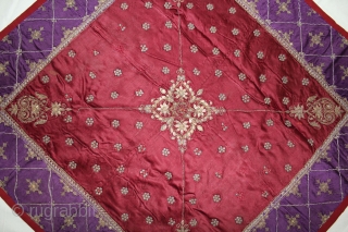 Karchock Wall Hanging Real Silver and Gold Work use in Jain Temple From Gujarat India.C.1900.Its size is 83cm x 83cm.(DSL02420).             