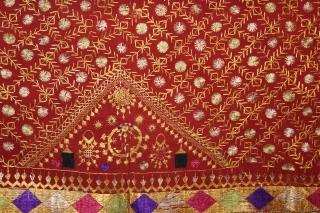 Phulkari From East(Punjab)India Called As Buti phulkari.Rare Jewellery Design. Floss Silk on Hand Spun Cotton khaddar Cloth.Its size is 148cm x 230cm.(DSLRI04420).           